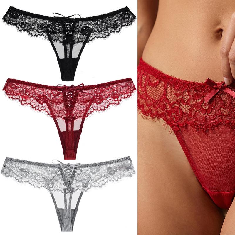 Sexy Lace G-string Women's Large Size Sexy Women's Briefs Ultra-thin Girls' T-pants Pure Low Waist Panties