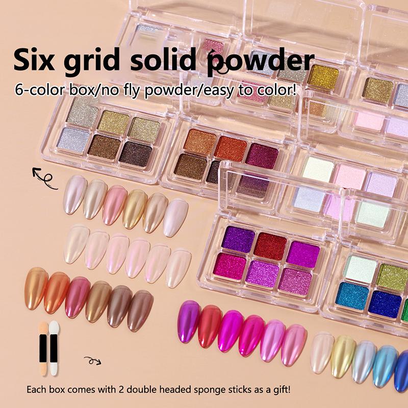 6 Colors Mirror Aurora Solid Nail Glitter Shine Nail Art Decorations Nail Charm Nail Decorations Nail Accessories