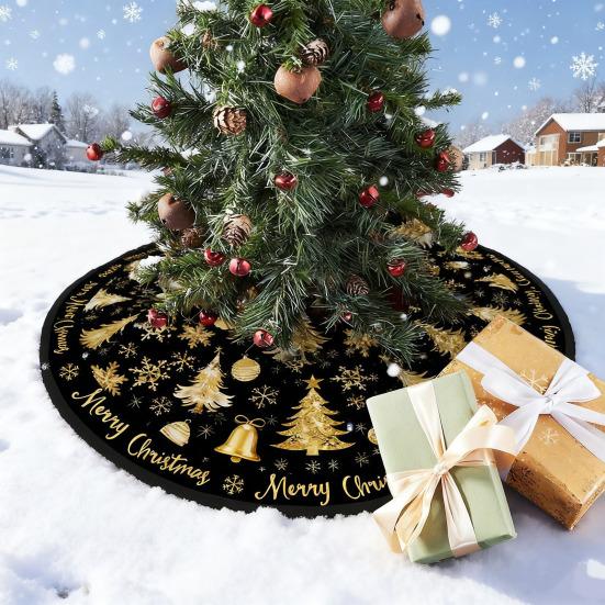 Christmas Tree Skirt Golden Christmas Tree Snowflake Pattern Holiday Tree Cover Versatile Indoor Outdoor Decoration