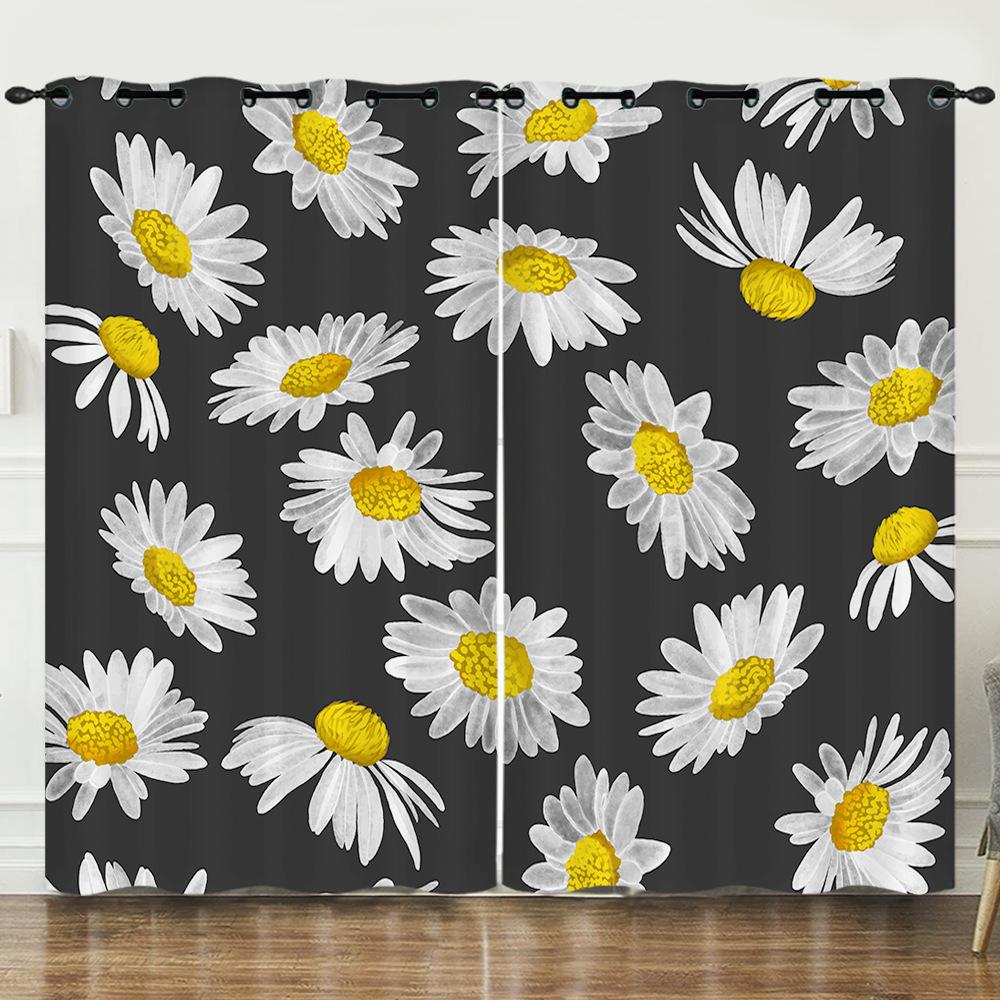 Flower Series Sunflower Digital Printing Curtain Blackout And Punching