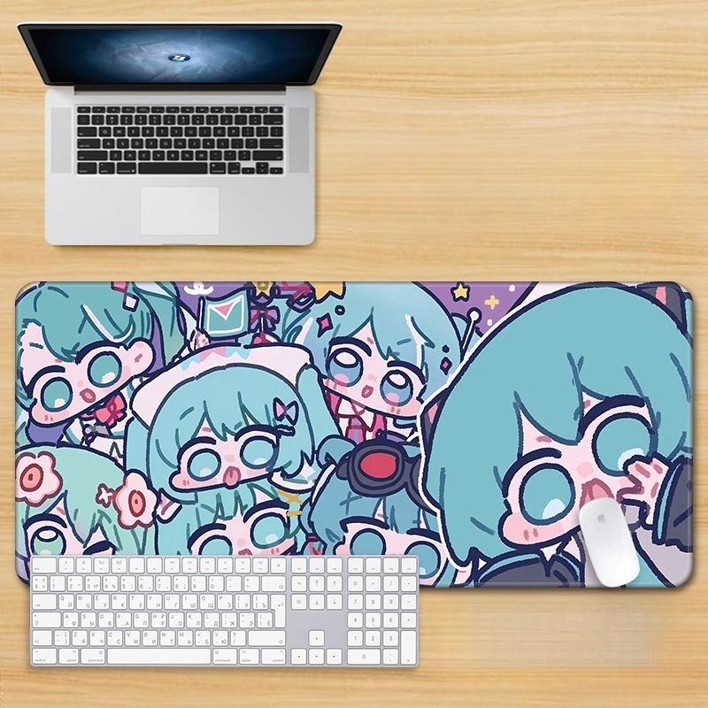 Chibi Hatsune Miku Collage Extended Gaming Mouse Pad Cute Anime Desk Mat NonSlip Keyboard Pad