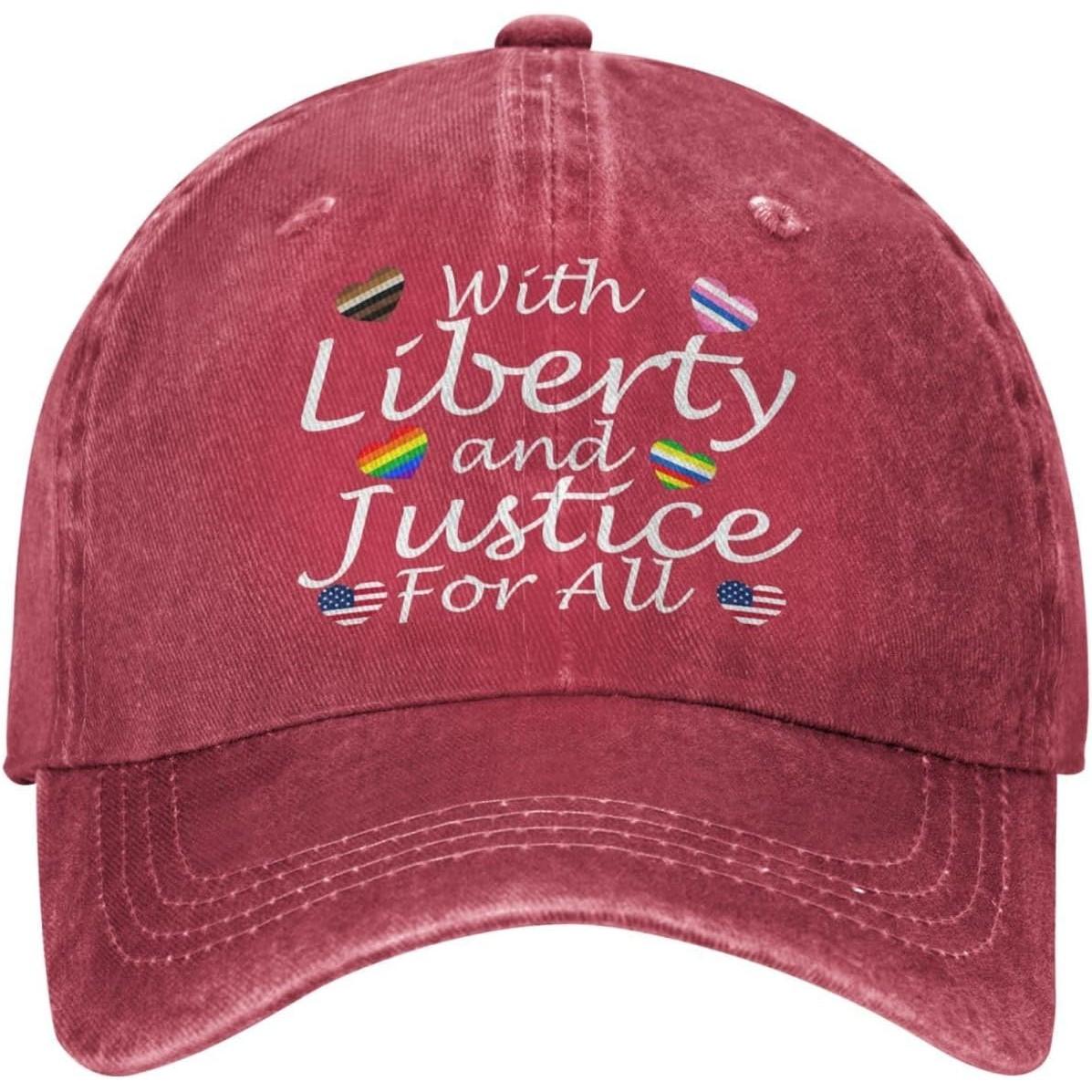 Liberty and Justice for All Hat for Unisexs Statue of Liberty Womens Hat Liberty and Justice for All Shirts Can Be Adjusted