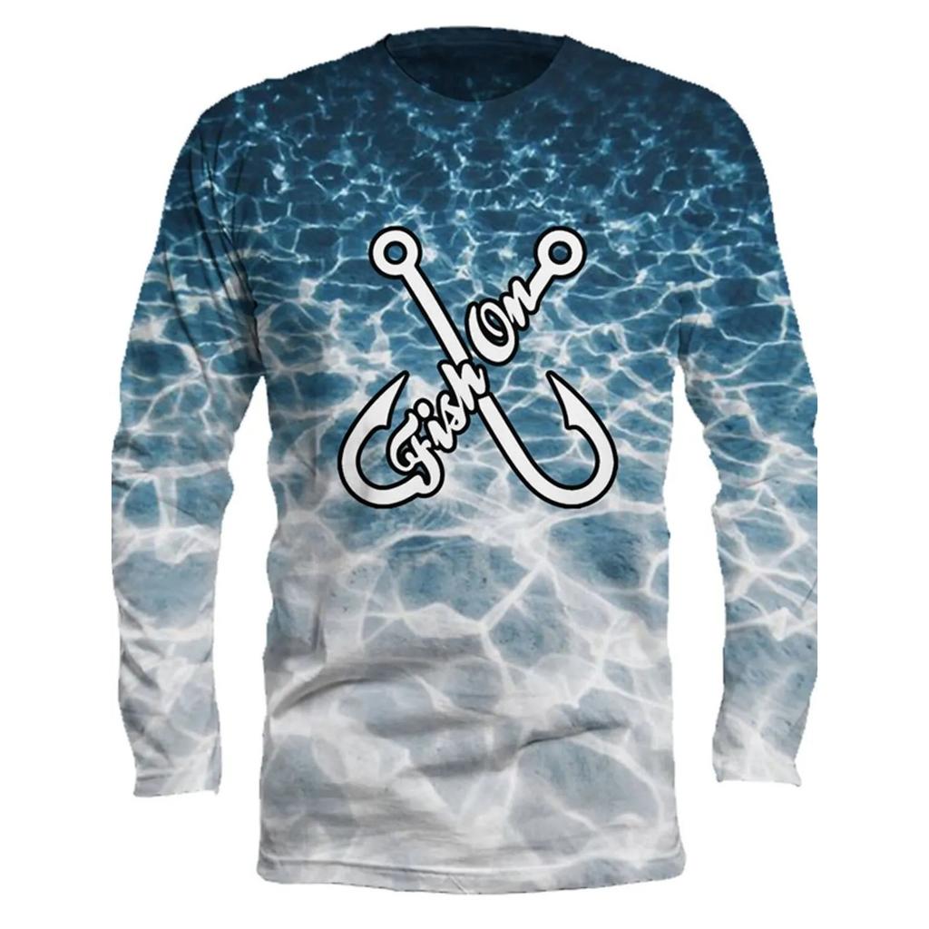 Frühlings- und Herbst-Rundhals-Oberteil mit 3D-Fischdruck, modische lässige Herren-Langarm-T-Shirts