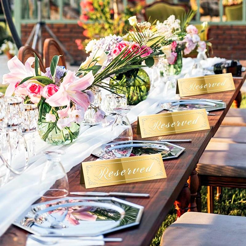 1/5/12Pcs/Pack Reserved Table Signs Wear-resistant Wedding Waterproof Acrylic Guest Reservation Gold Reserved Signs