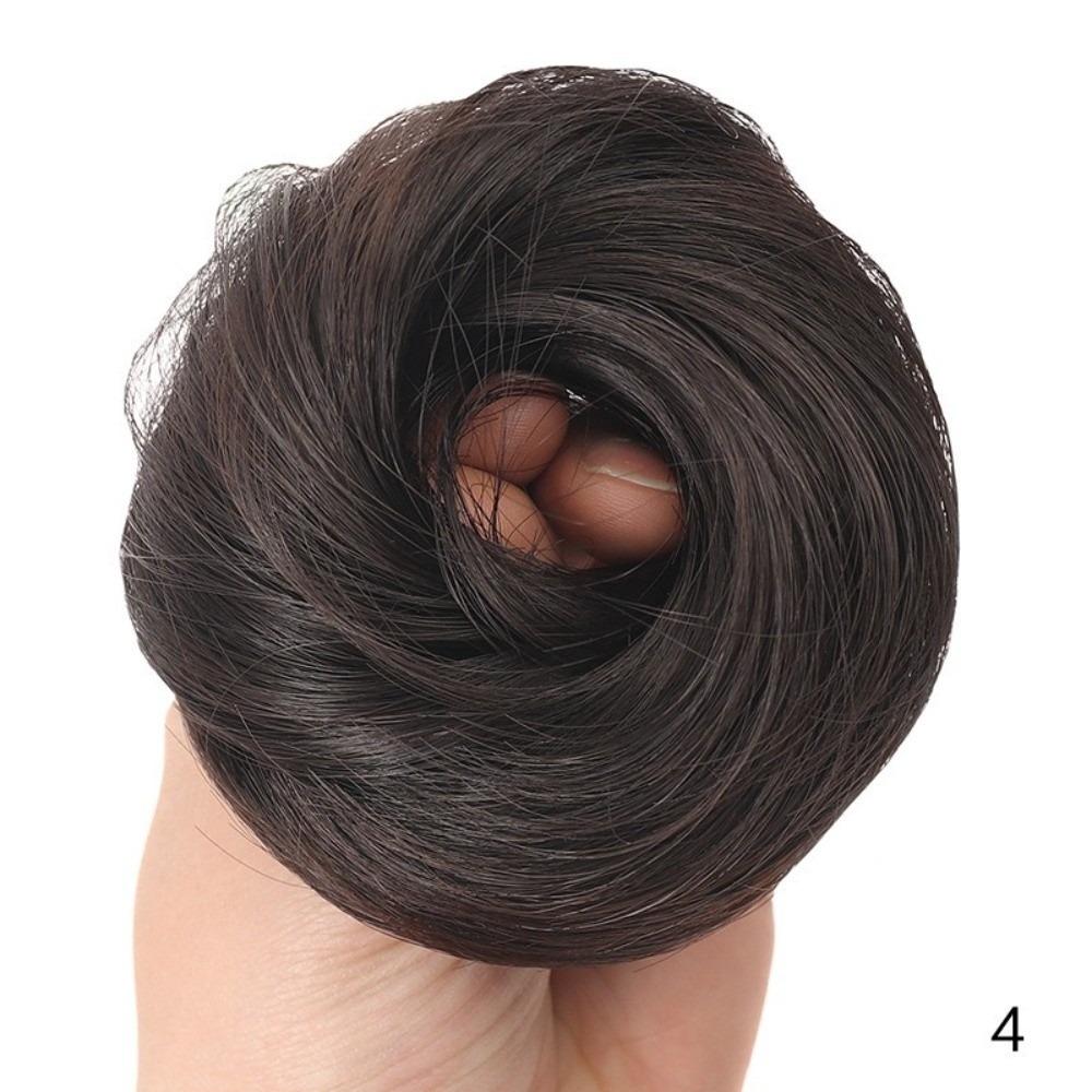 

Golden Brown Hair Bun Fluffy Rubber Band Durability Straight Scrunchie for Women Girls 4