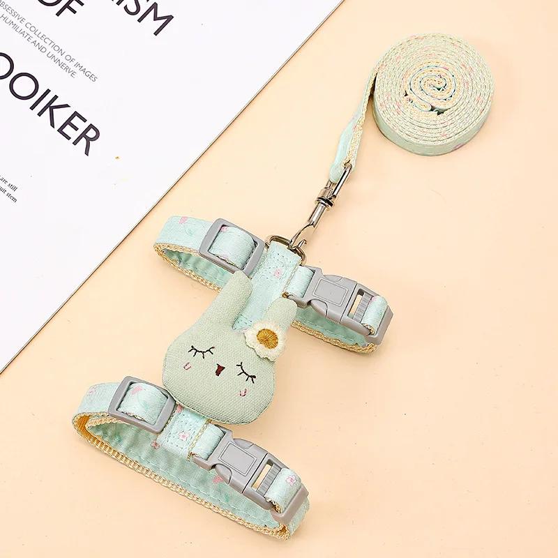 Adjustable Bunny Cat Dog Harness and Leash Set Walking Pet Harnesses for Small Animals Cats Rabbit Mascotas Accessories Supplies