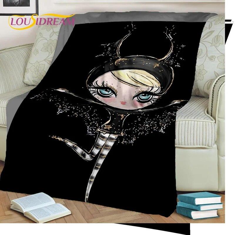 Cartoon Ballerina Fairy Cute Ballet Girl Blanket,soft Throw Blanket for Home Bedroom Bed Sofa Picnic Office Cover Blanket Kids