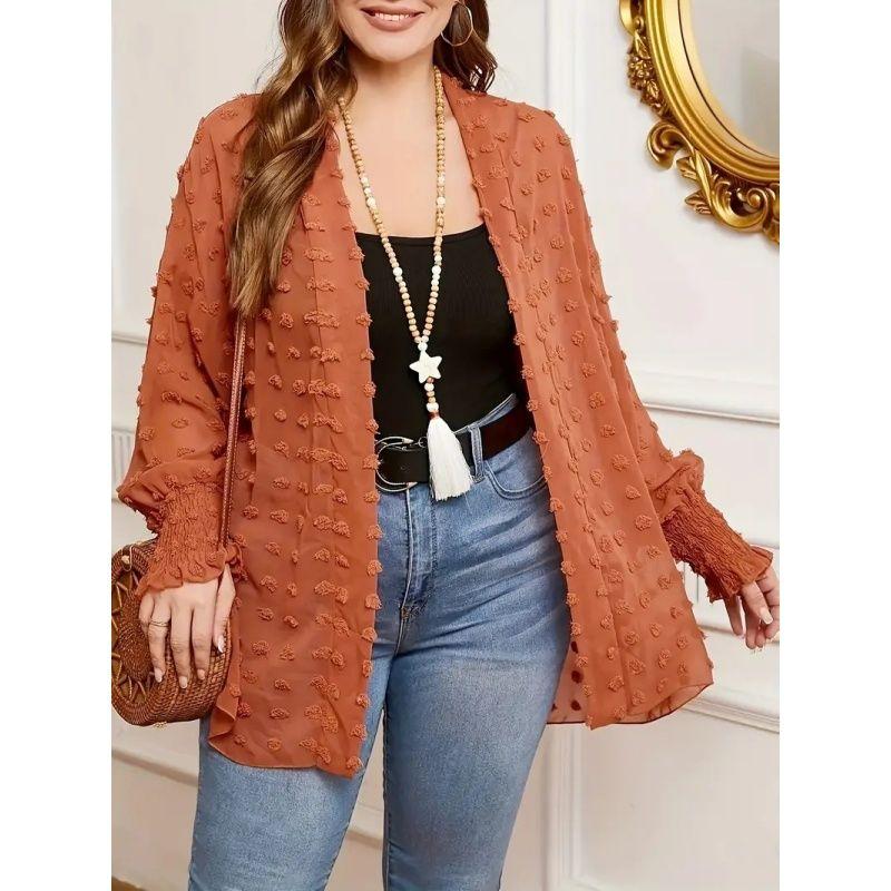 XL-4XL Women Blouse Casual Ladies Cardigan Plus size Translucent Cardigan Top