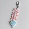 Elegant Bowknot and Heart Keychain with Pearls Stylish Bag Charm Accessories Handmade Car Key Ornament for Daily Use