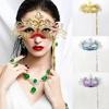 Phoenix Tail Flower Masquerade Mask Venetian with Holding Stick Costume Mask Detachable Women Party Masks Halloween
