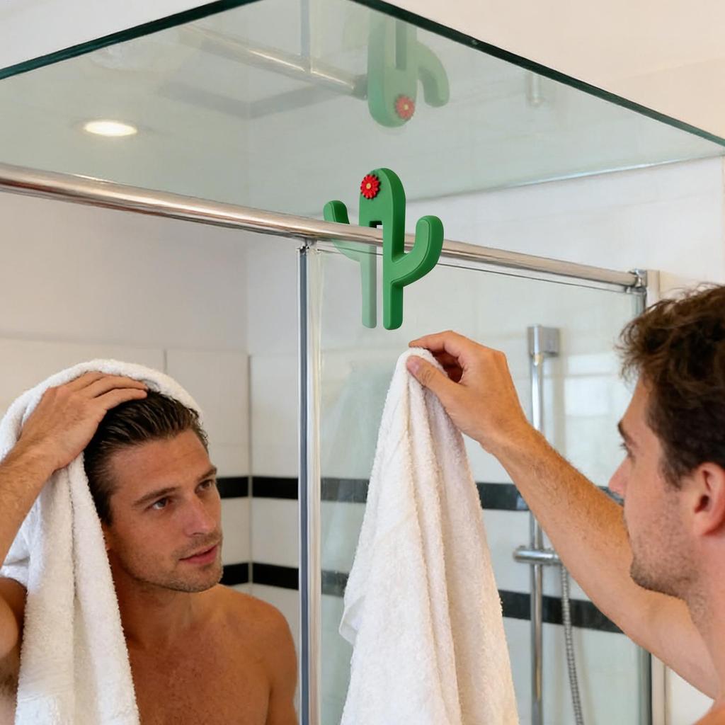 Towel Hanger for Bathroom Cactus Shape No-drill Home Storage Organizer Over The Door Hanger for Bath Spa Laundry Room Locker
