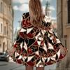 Women's Ethnic Patchwork 3D Print Long Sleeve Open Front Cardigan, Casual Loose Fit Lightweight Street Style Outerwear