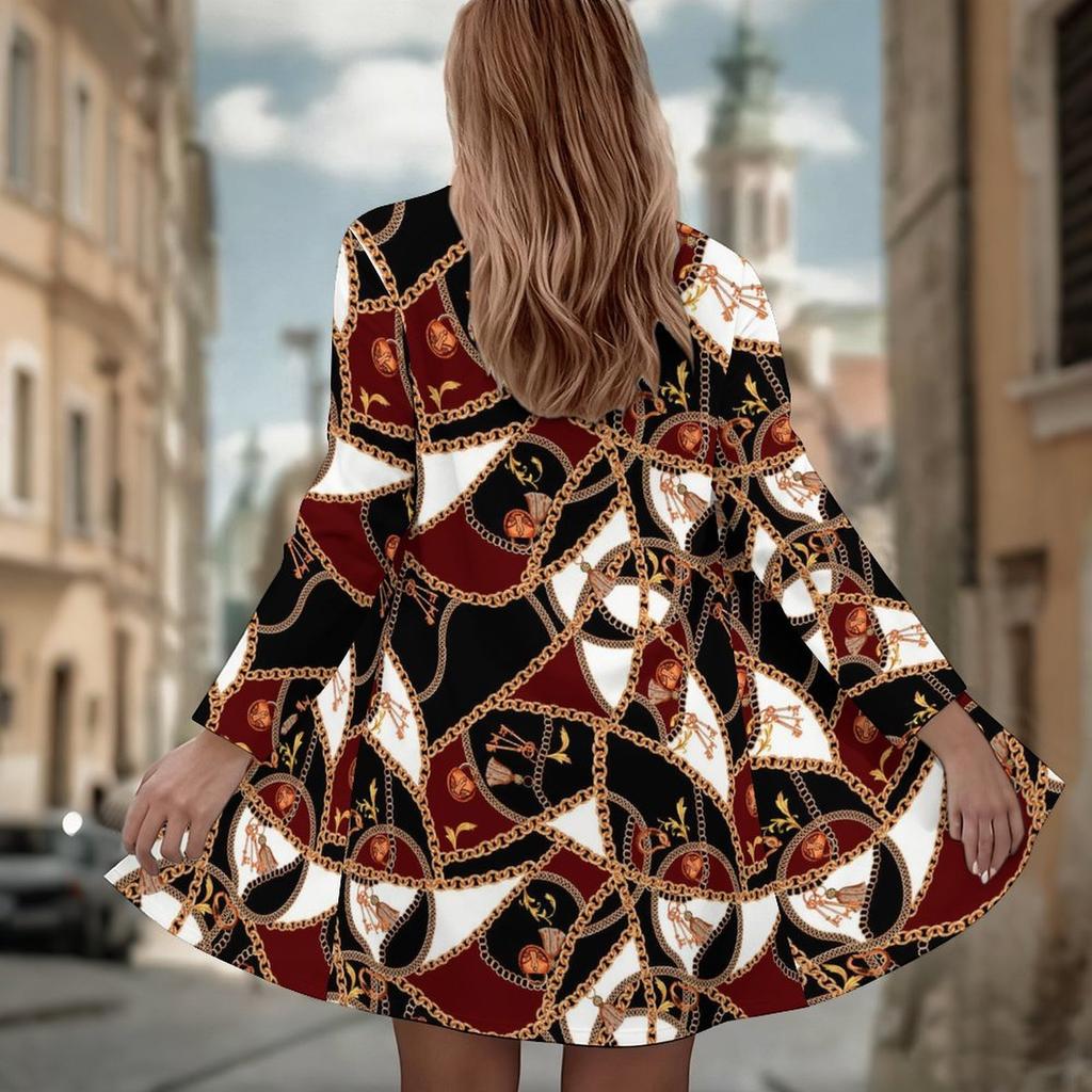 Women's Ethnic Patchwork 3D Print Long Sleeve Open Front Cardigan, Casual Loose Fit Lightweight Street Style Outerwear