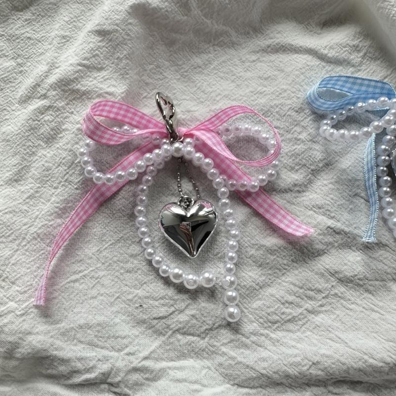 Drăguț inimă perle bowknot breloc pandantiv ornamente minunate decorațiuni breloc breloc pentru poșetă geanta rucsac geantă de mână