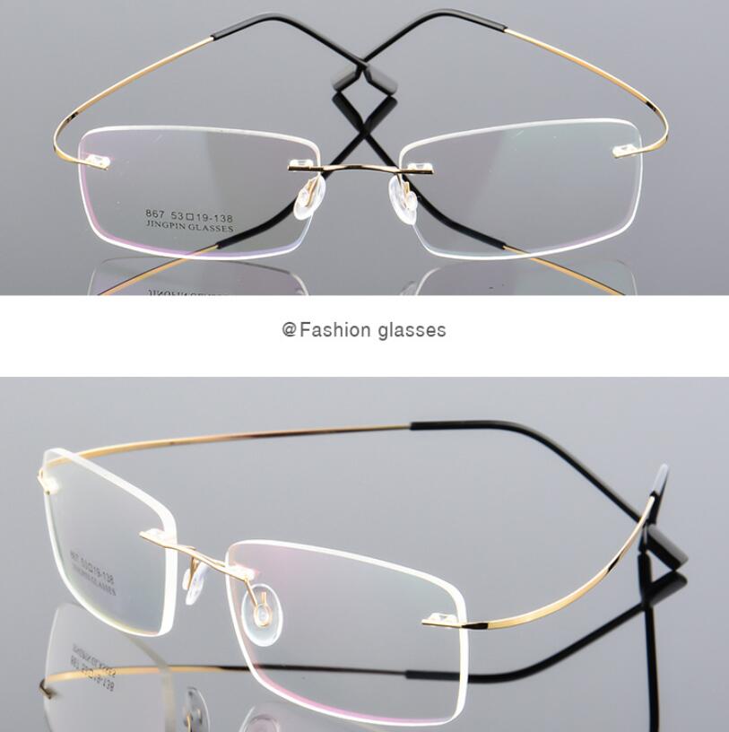 Alloy Superelastic Frameless Nearsighted Glasses Men Metal Minus Lens Rectangle Prescription Eyewear 0 To -6 Lightweight Durable