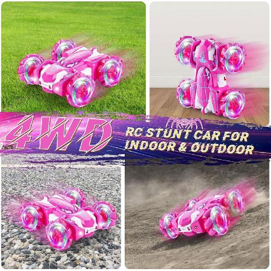 Spider Remote Control Car, Double Sided 360°Rotating USB Direct Charging RC Cars with Cool Lights, 2.4Ghz Drift RC Stunt Car, 360°Rotating 4WD
