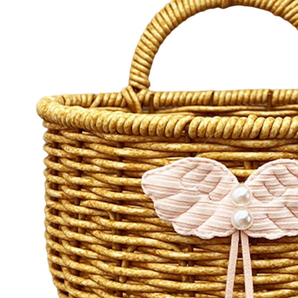 Hanging Storage Basket Imitation Rattan Portable Ornament Practical Container