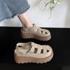 Muffin Thick-soled Heightening Baotou Sandals Women's 2025 New Summer Roman Shoes Small Pig Cage Shoes Loafers