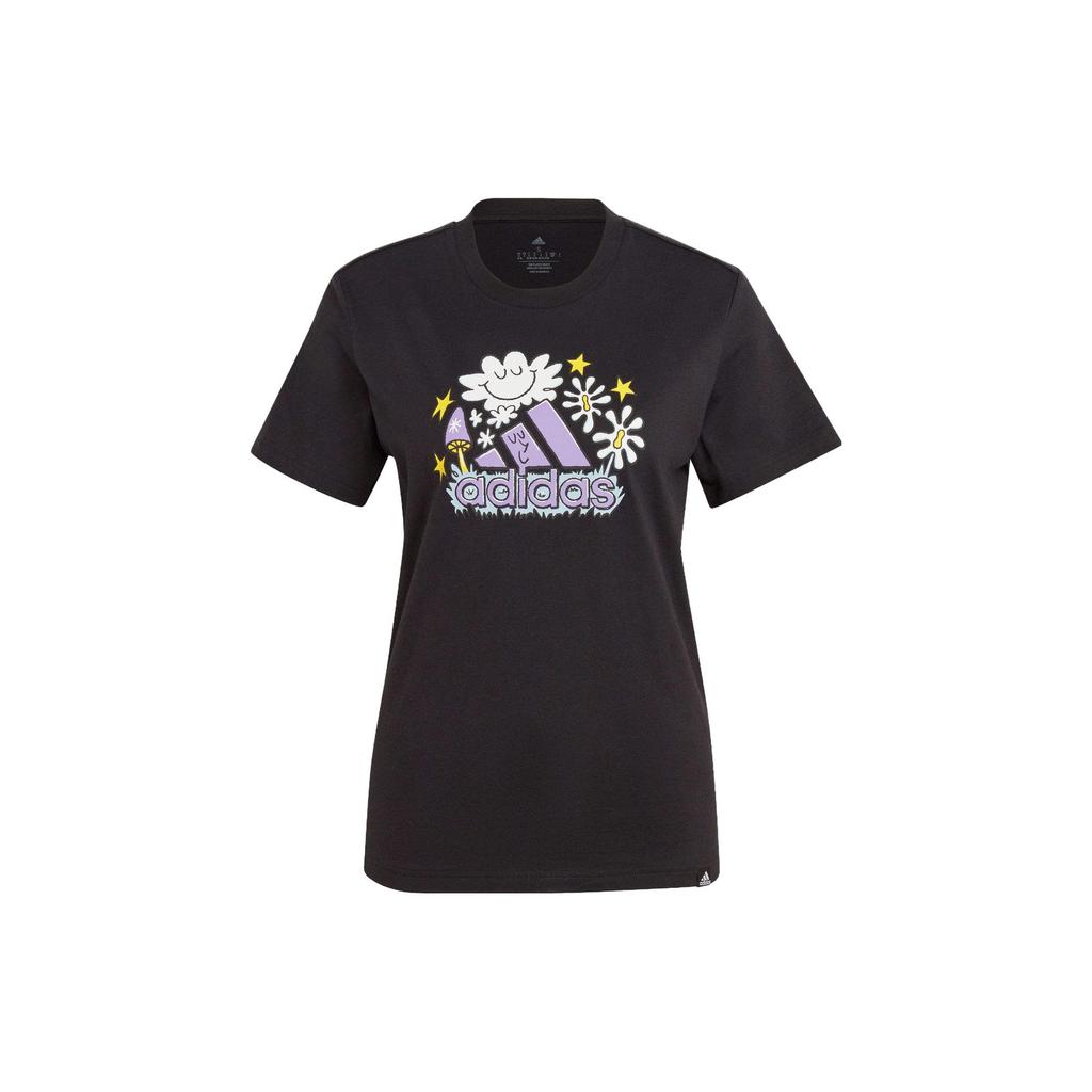 Adidas T Shirts Women's Black Crew Neck Moderate Straight Fit IJ7327
