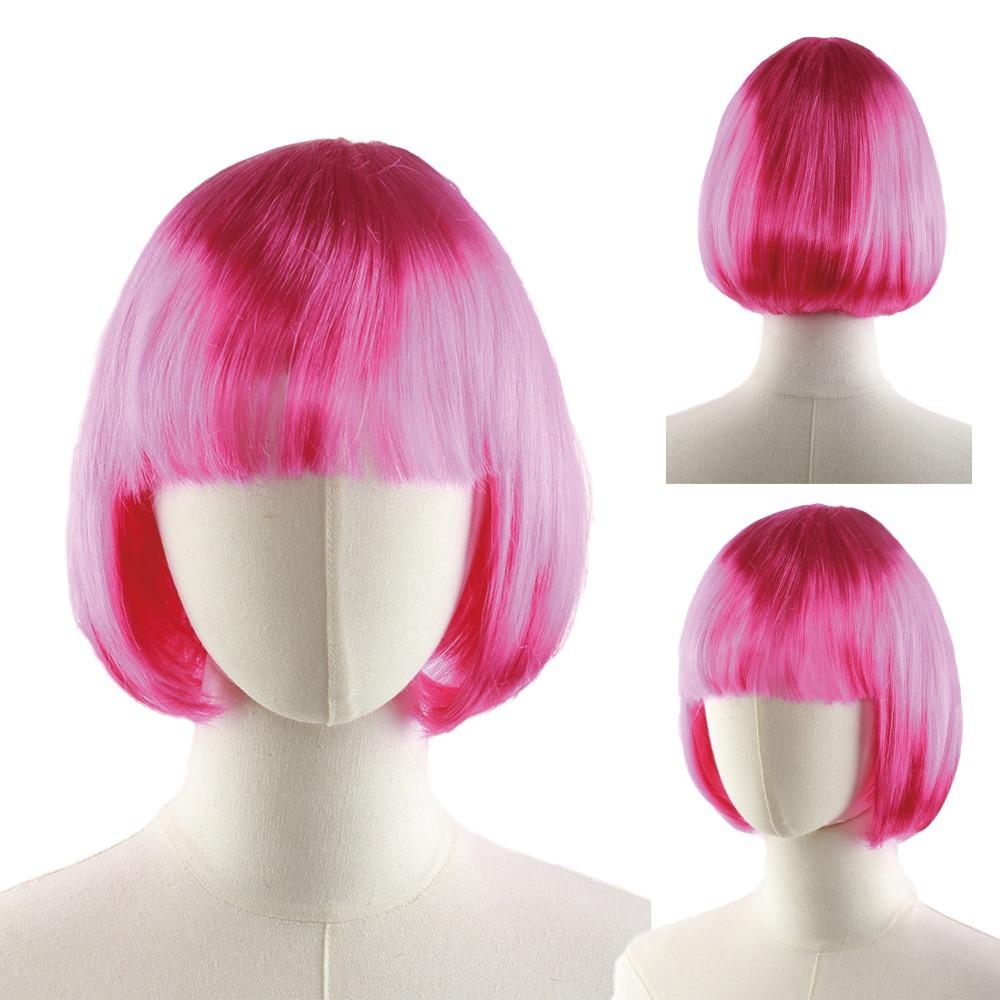 Funny Short Bob Wigs Xmas Wig Halloween Cosplay Anime Wigs Colored Straight Hair Stage Show