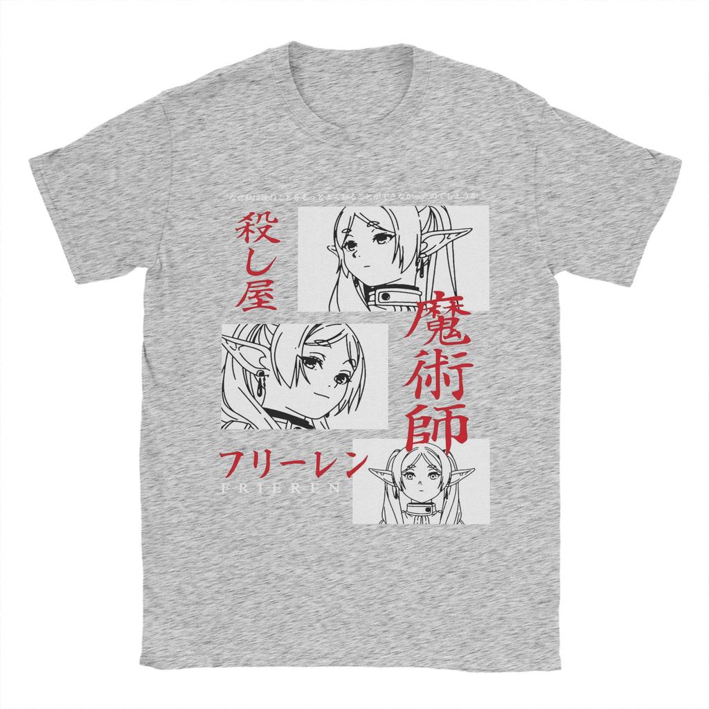 Sousou No Frieren T Shirt Men Pure Cotton Vintage T-Shirts Crew Neck Japanese Anime Tees Short Sleeve Clothing 4XL 5XL