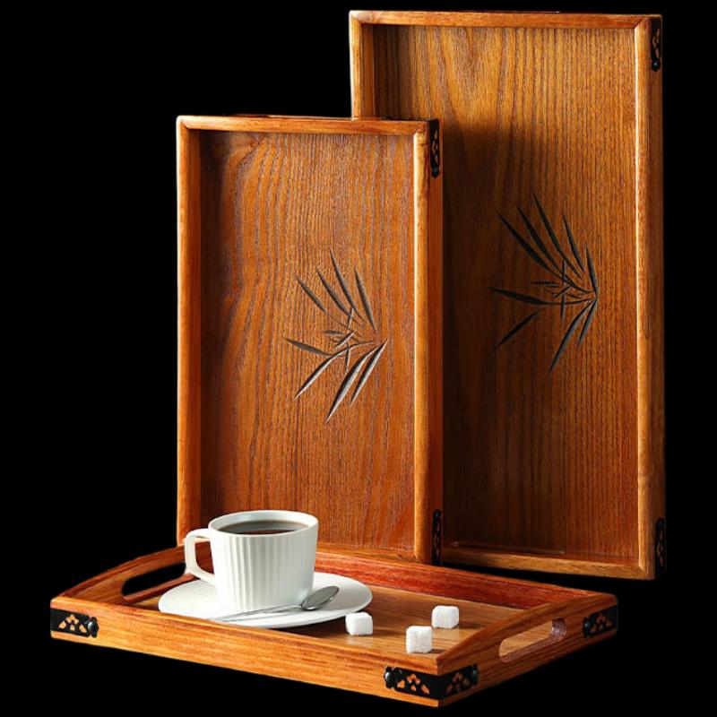 Chinese Style 5-Piece Wooden Serving Tray Set