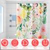 Blommig Duschdraperi Badrumsgardin med 12 Krokar Polyester Vattentät Färgglad Bladblomma Duschdraperi för Hemmets Badrum