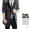 Korean Style Men's Slim Fit Wool Trench Coat - Autumn/Winter Mid-Length Cape Outerwear