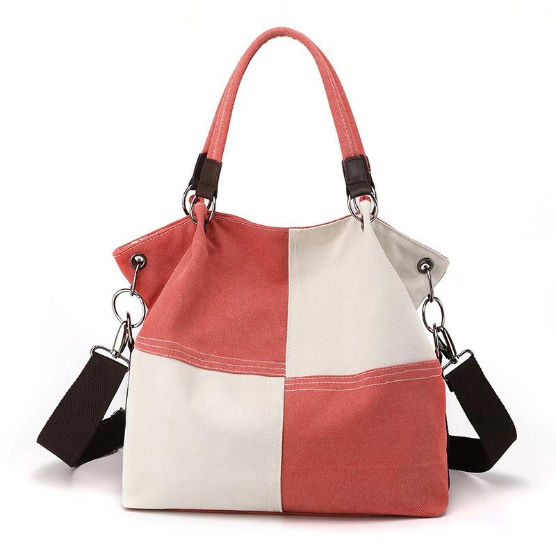 Casual Women's Canvas Bag Crossbody Bag Fashion Patchwork Color Contrast Shoulder Bag for Women