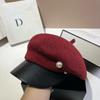 Xiaoxiangfeng Pearl Sequin Navy Hat Celebrity Irregular Styling Beret Female