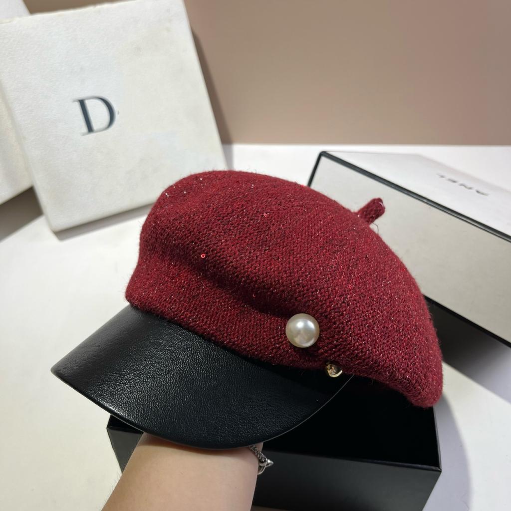 Xiaoxiangfeng Pearl Sequin Navy Hat Celebrity Irregular Styling Beret Female