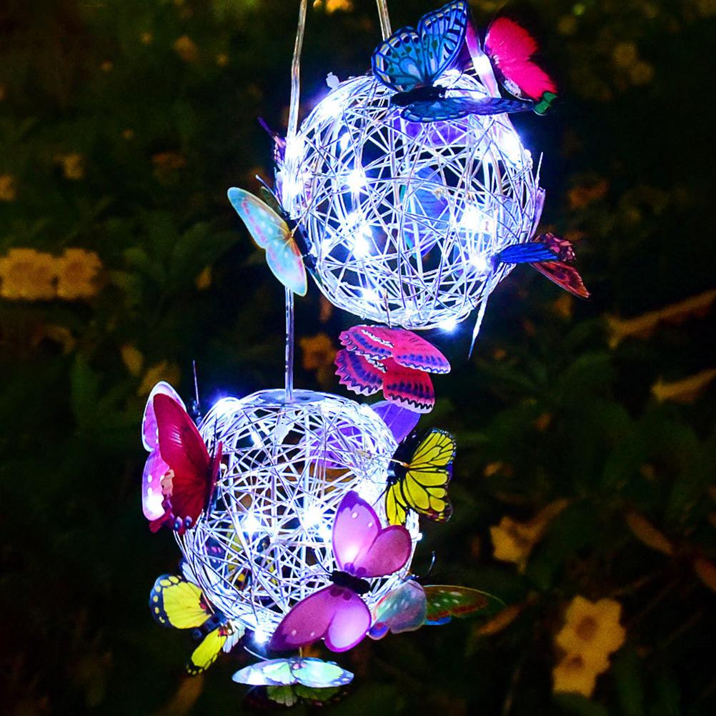 Hanging Solar Light Butterfly Solar Garden Lights with Colourful Butterflies LED Metal Solar