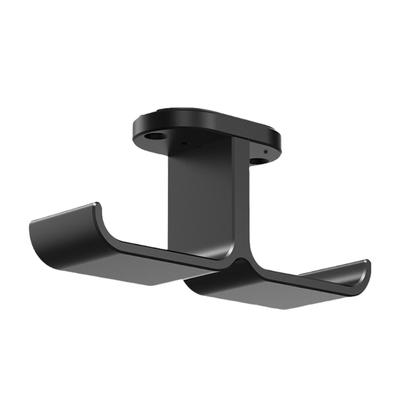 Mehrzweck-Kopfhörerhalter mit Doppelhaken, Elegantes Metall-Organizer-Rack, Untertisch-Hänger für Kopfhörer, Schwarz