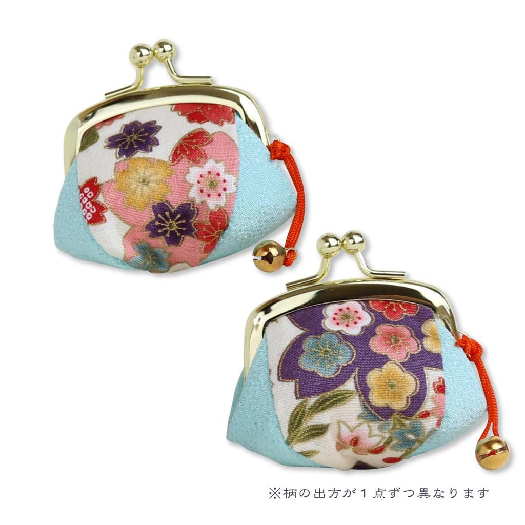 Clasp wallet with ring coin and bell Seasons in Full Bloom holder, purse, mini-sized (Four (Light Blue))