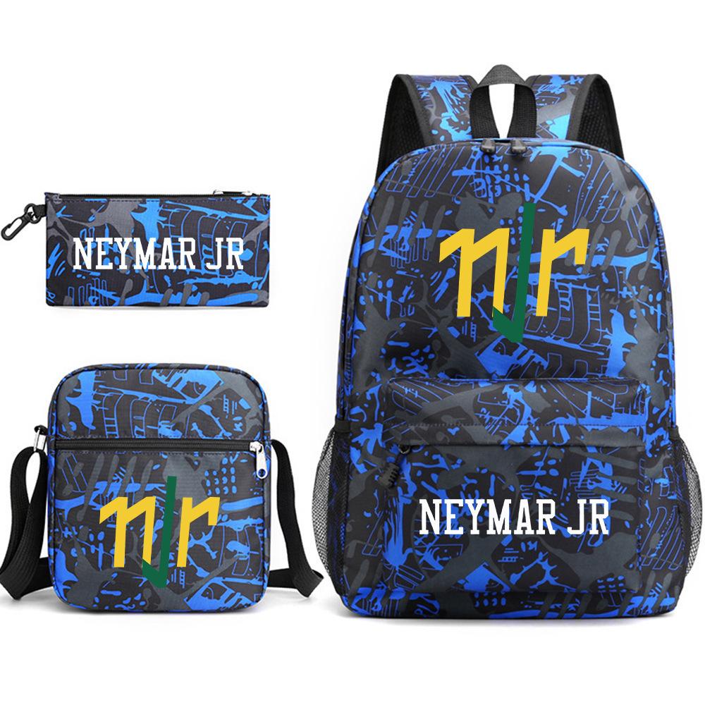 Neymar Schooltas Ster Neymar Met Omringende Bedrukte Rugzak Voor Jongens En Meisjes Campus Drie-Delige Schooltas three-piece set