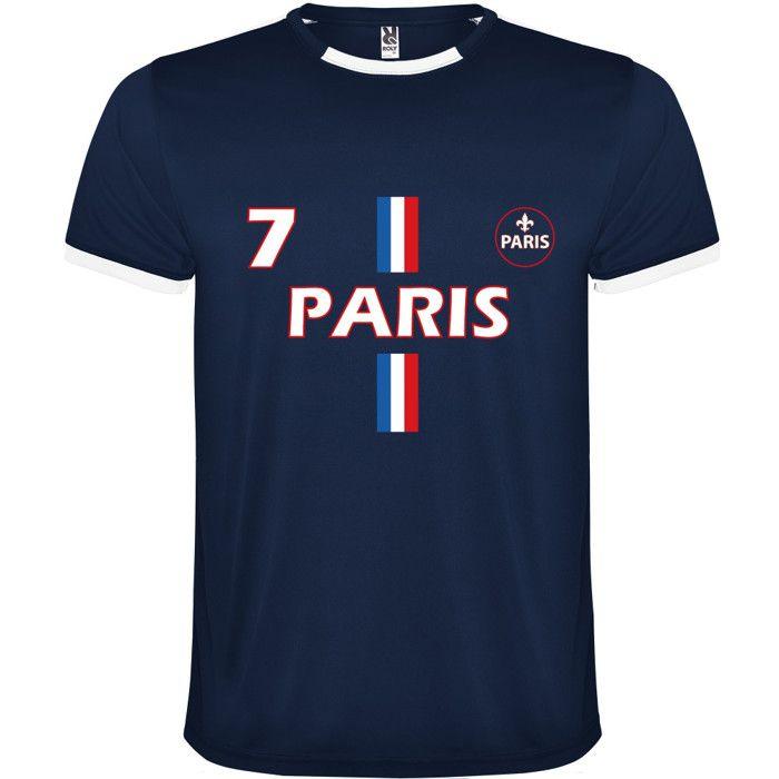 Men's Football Set - Navy Blue Shorts and 2 Paris T-shirts - - Blue