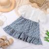 Girls Summer Princess Maxi Dress Fake Two Piece Long Gown Sweet Party Dress For Kids Children Clothing