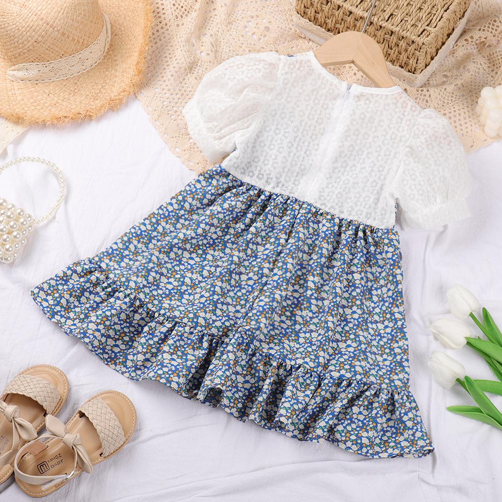 Girls Summer Princess Maxi Dress Fake Two Piece Long Gown Sweet Party Dress For Kids Children Clothing