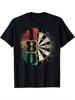 Men's Retro Dart Board 180 Pattern T-shirt, 80s Style T-shirt Printed T-shirt, Ideal Choice for Dart Enthusiasts - Men's Summ...