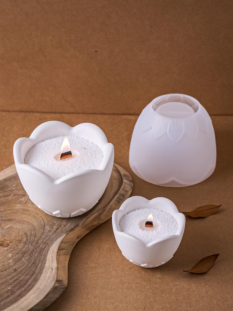 DIY Flower Shape Cup Silicone Mold Gypsum Resin Candle Jar Molds Flowerpot Concrete Mould Crafts Casting Home Decoration Gift