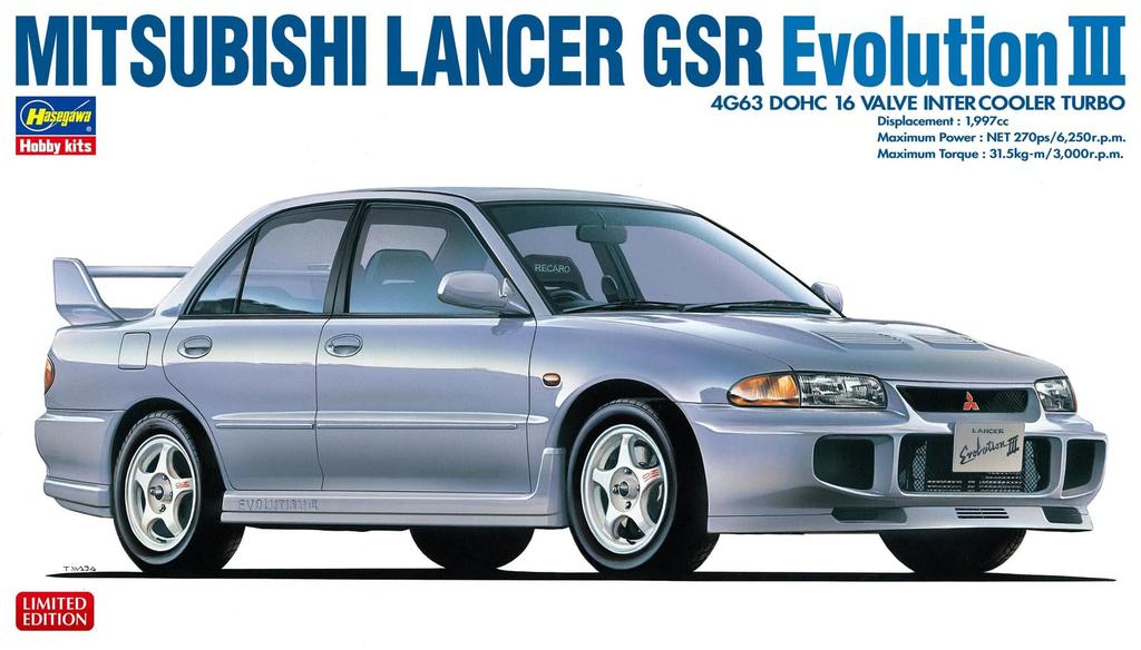 Hasegawa Mitsubishi Lancer GSR Evolution III Plastic Model Kit 20708 1/24