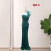 European and American Sexy Heavy Industry Beads Irregular Shoulder Sequins Slim Evening Dress Dress