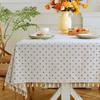 Retro Black Floral Tassel Tablecloth – Rectangular, American French Pastoral Style Coffee Table Cover.