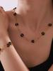 1 Set Vintage British Style Stainless Steel Zircon Set with Natural Stone Beads and Flower Decoration, Women's Zircon Gift