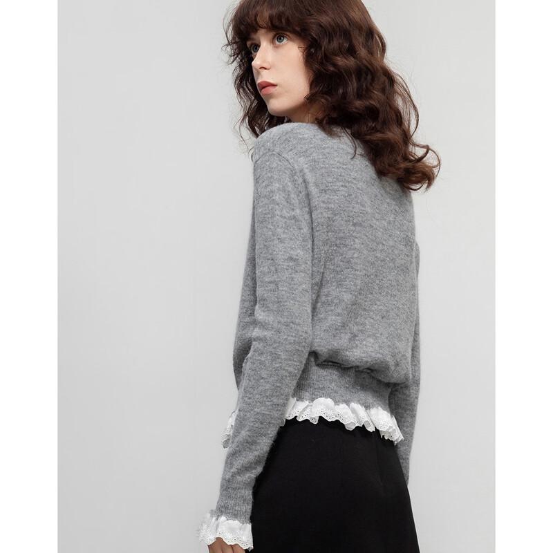Demana Women's Wool Blend Lace Detail Knit Cardigan