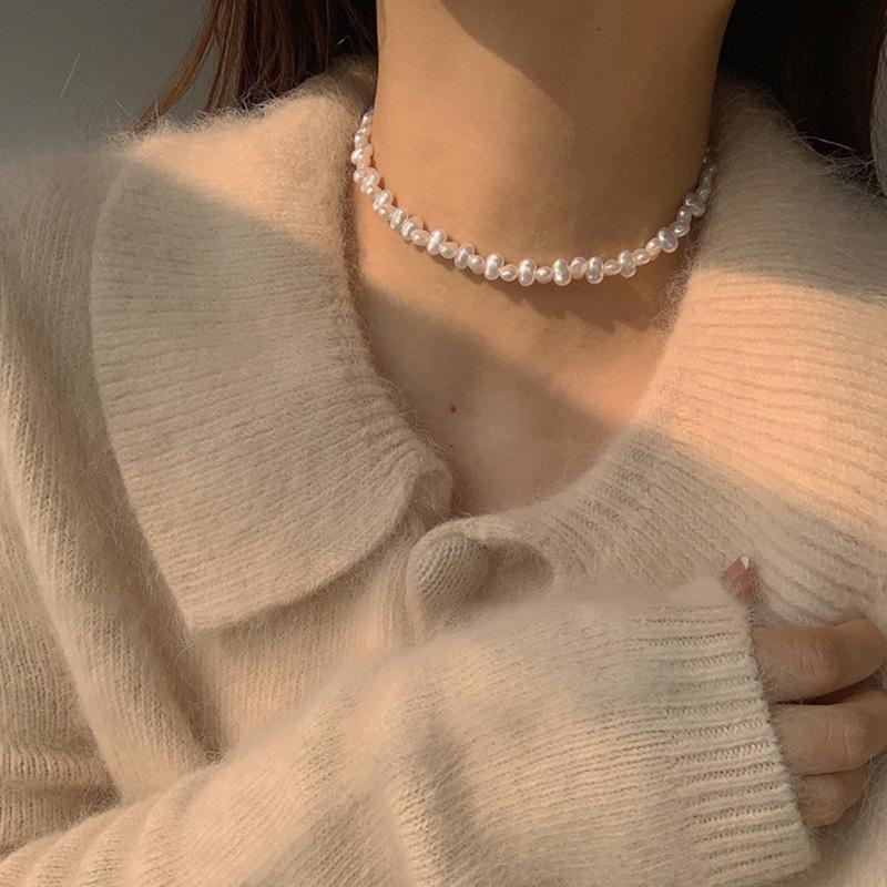 Diamant Schleife Perlenkette High Sense Choker Halskette Licht Luxus Nische Kleid Schlüsselbeinkette
