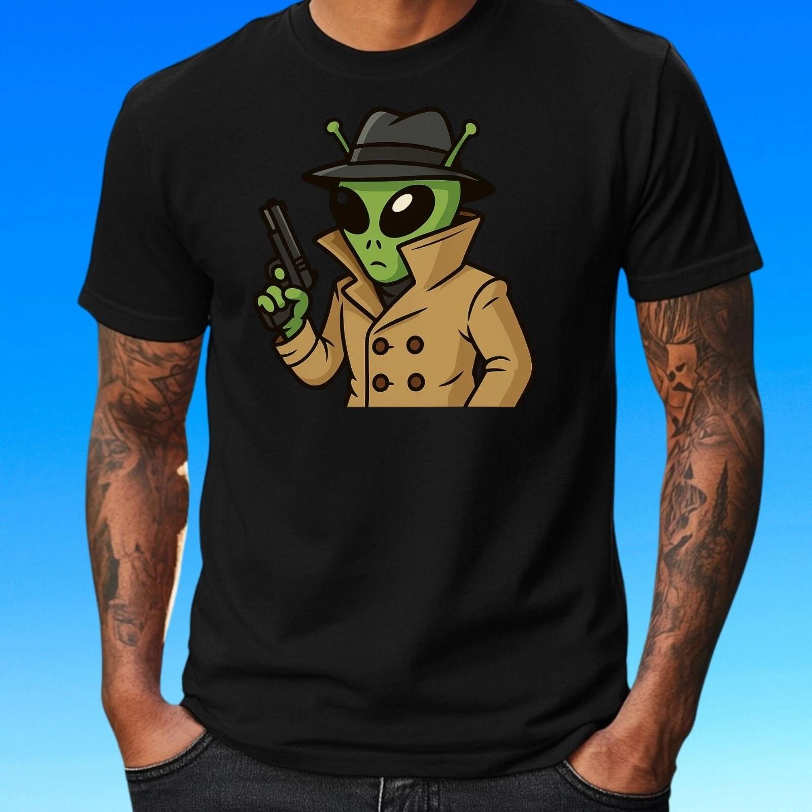 T-Shirt Herren Alien Spion Motiv Baumwolle Größe S bis 5XL M