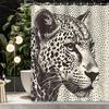 Black And White Art Leopard Print Shower Curtain Washable Dirt-Resistant Shower Head Waterproof Polyester Bath Curtain