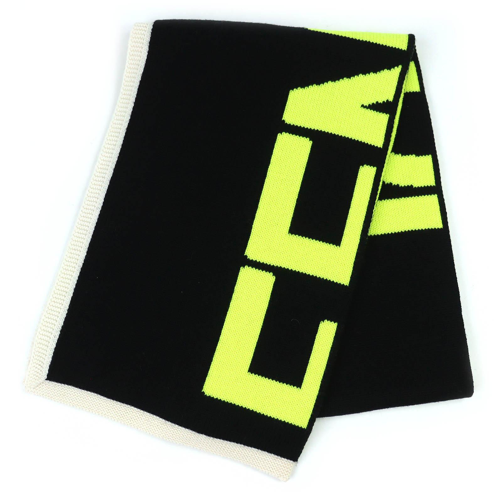 Pristine FENDI Scarf logo long black wool mens FXS124 Used