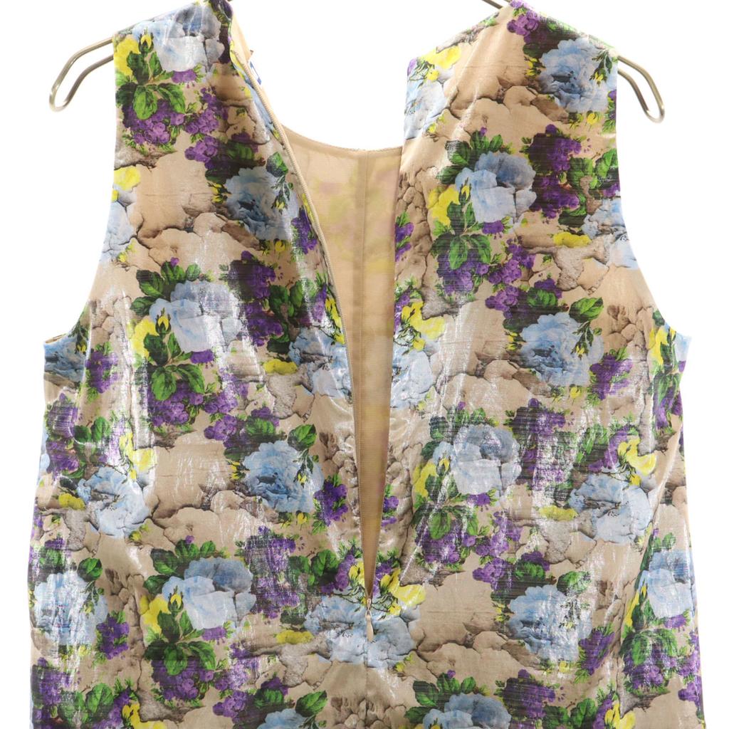 MSGM Made In Italy Floral No Sleeve Mini Dress 42 Beige Brown Women Used